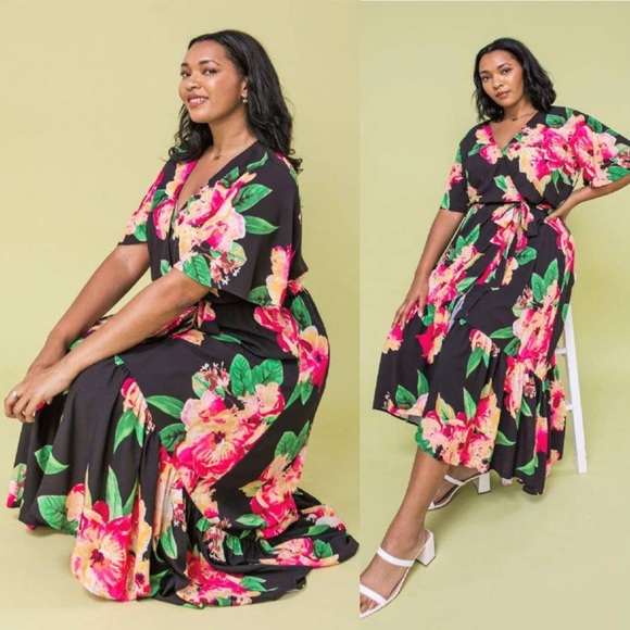 Flying Tomato Plus Size Floral Wrap Dress NWT - Picture 3 of 4